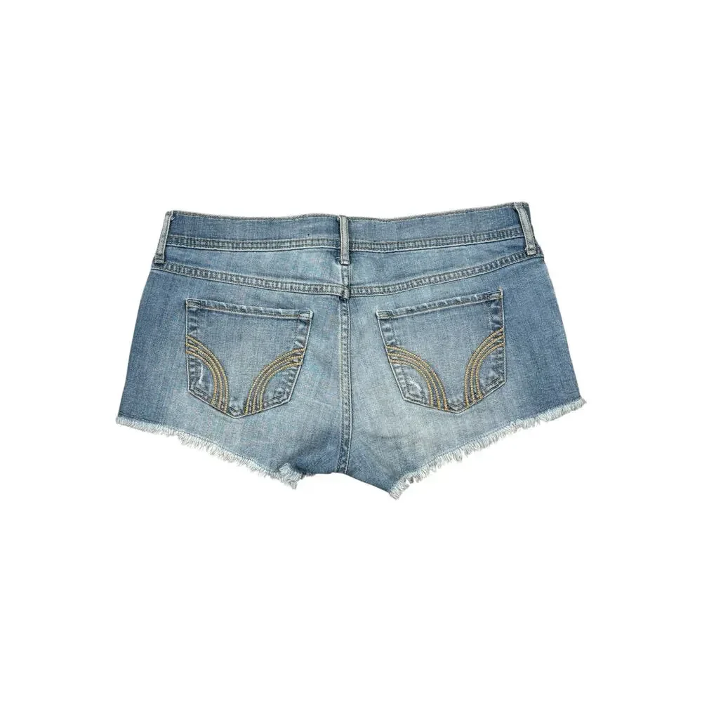 Hollister Low Rise Short Shorts Denim Women's 9/29 Embroidered Y2K Cuttoff Boho - Picture 2 of 8